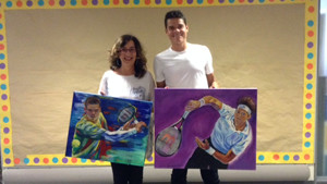 Giving painting to Milos Raonic